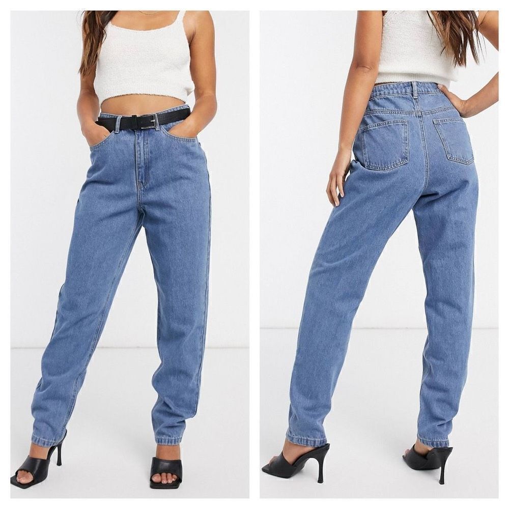 Missguided riot high waisted‎ plain rigid mom jeans petite sz 2